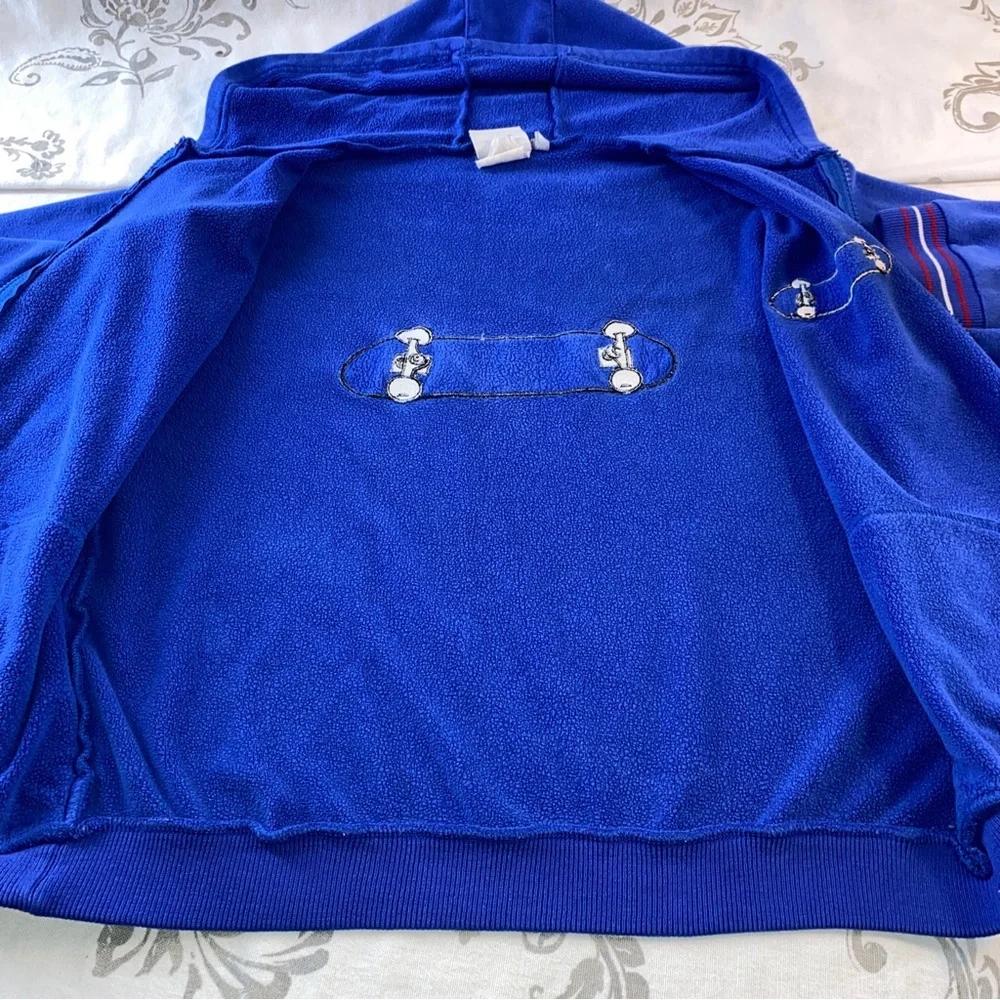 Vintage Hard Rock Cafe Austin Skateboard Blue‎ Full Zip Hoodie Sweatshirt